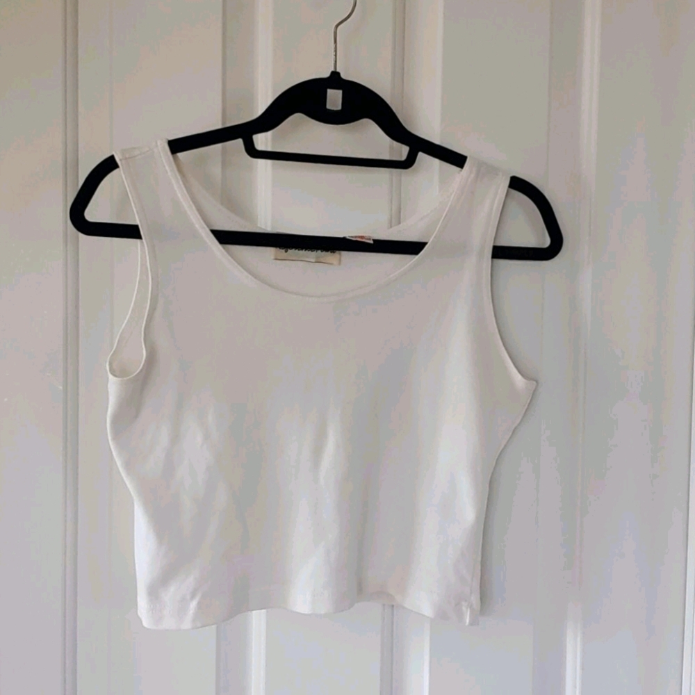 White wide strap tank top
